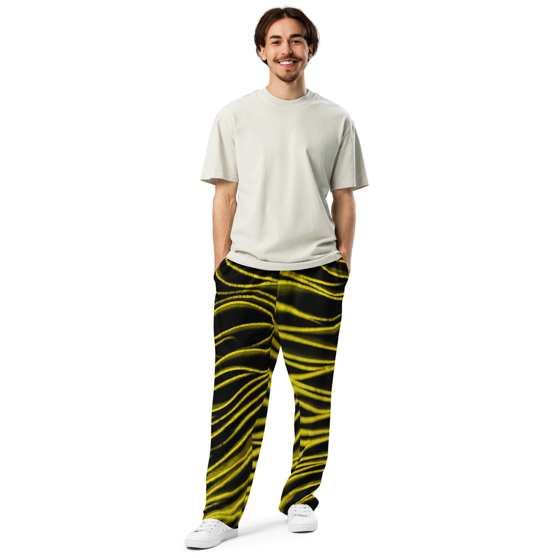 Yellow Glints Unisex Wide-leg Recycled Joggers - FLAKOUT