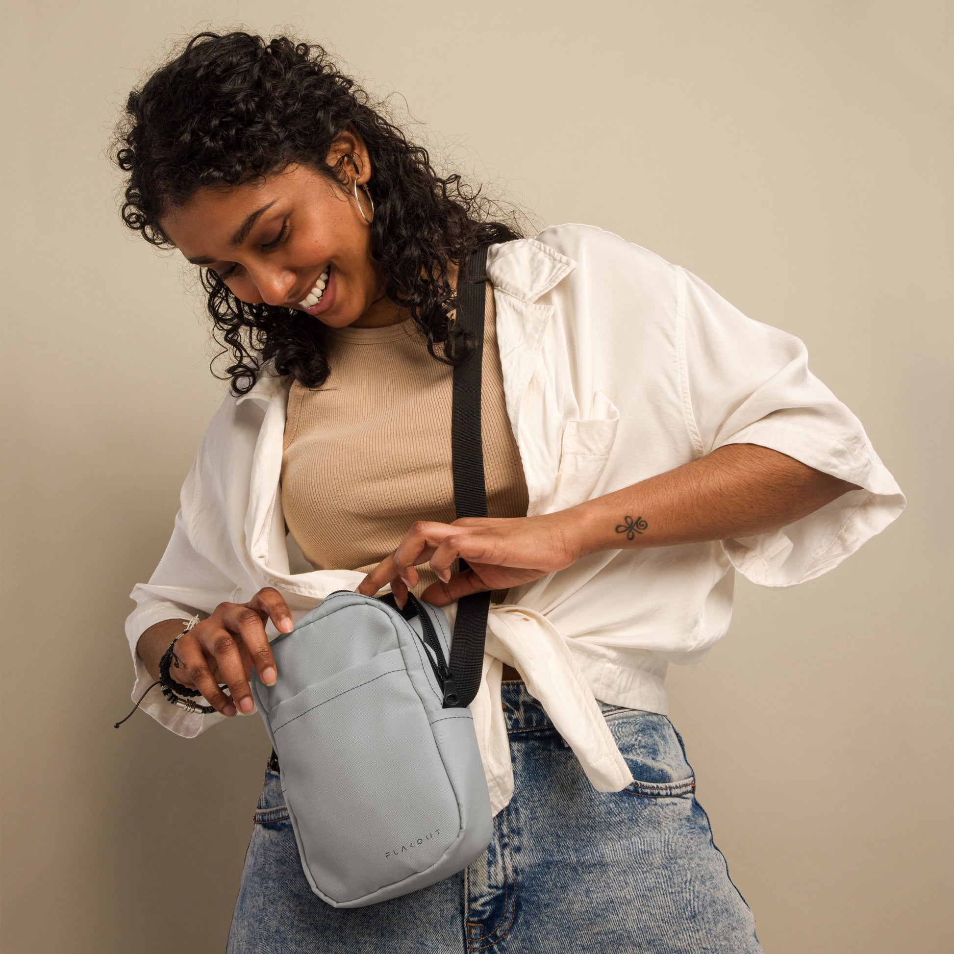 Unisex Water-resistant Crossbody Bag - Grey - FLAKOUT