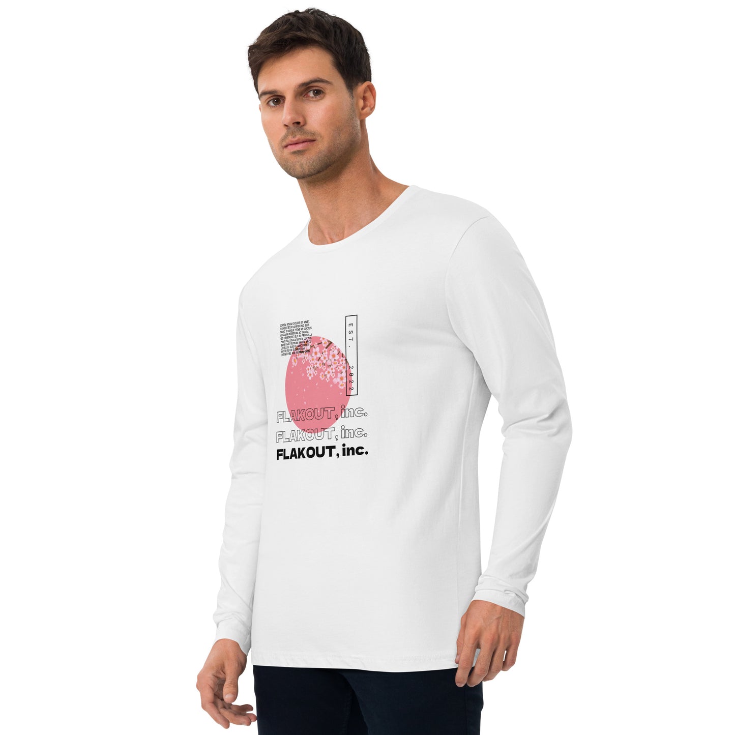 Zen Blossom Long Sleeve Fitted Crew Neck Tee - FLAKOUT