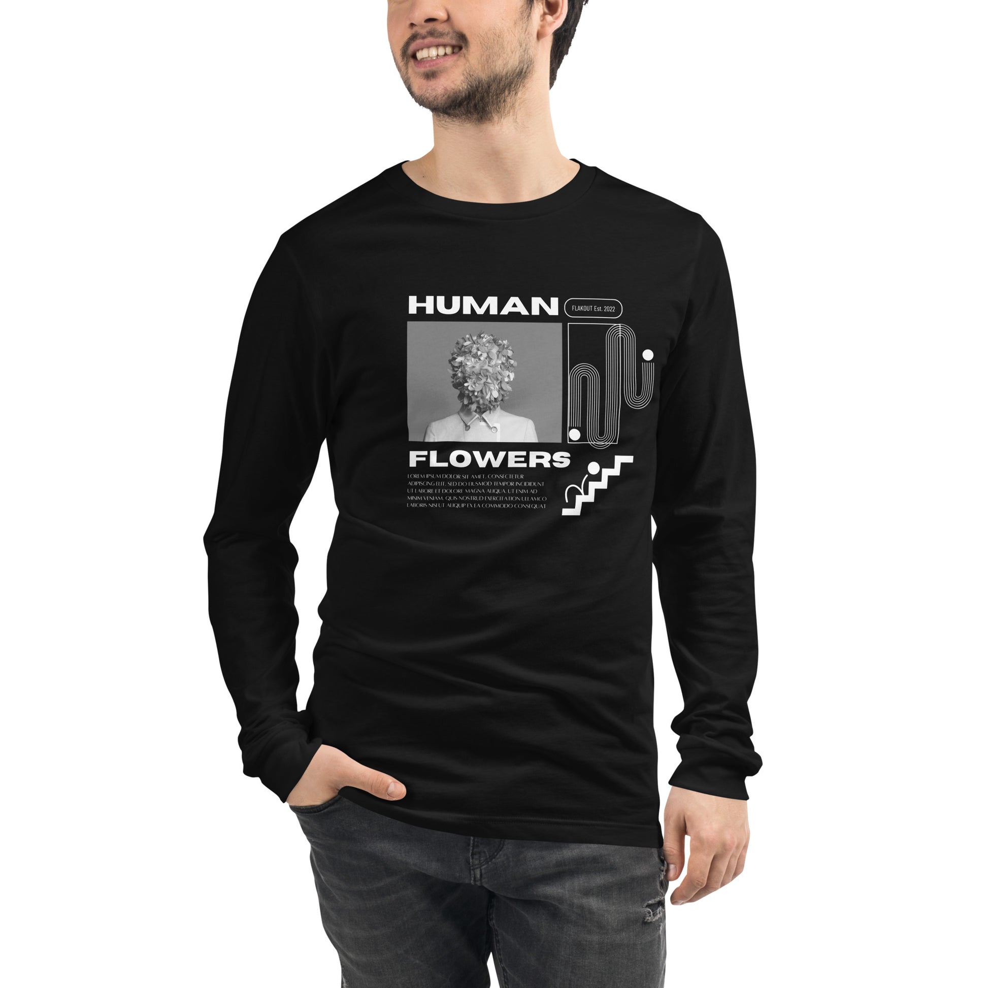 Human Flowers Floral Blooming Long Sleeve Tee - FLAKOUT