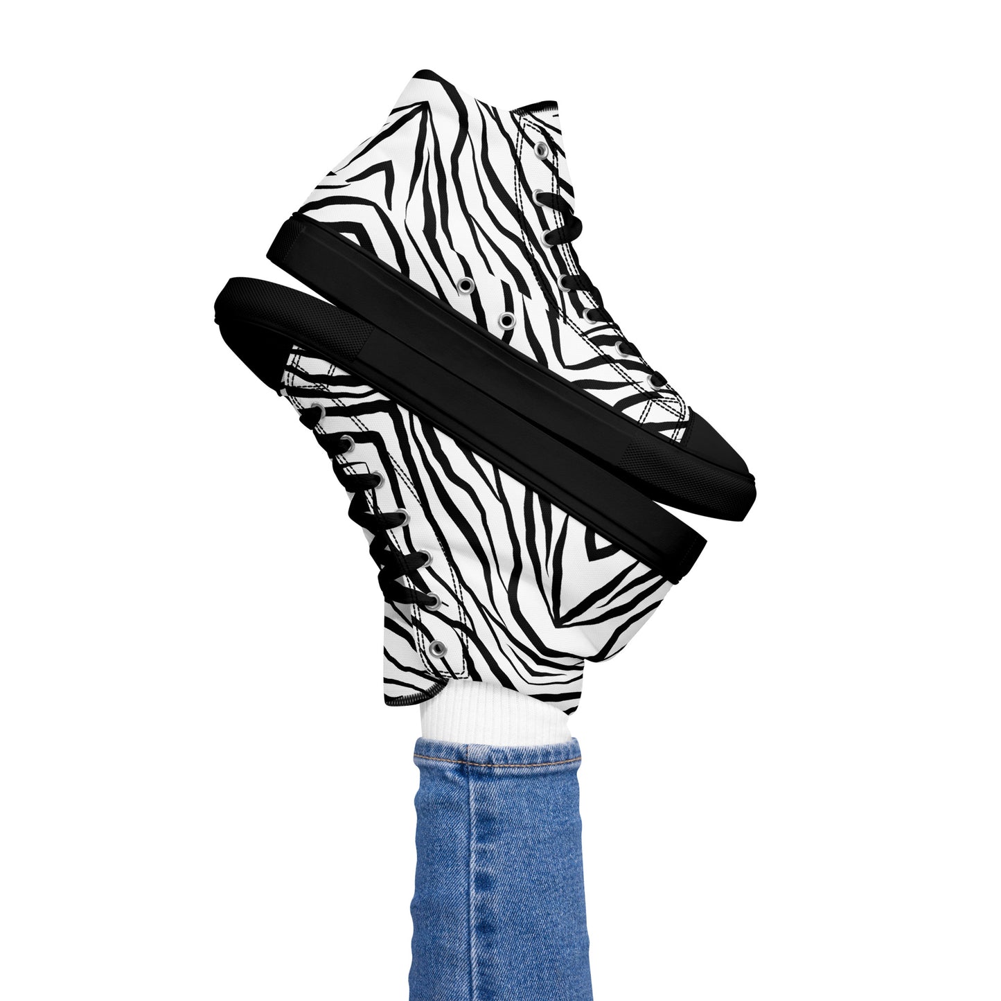 Striped Zebra Vibrance Women’s High Top Canvas Shoes - FLAKOUT