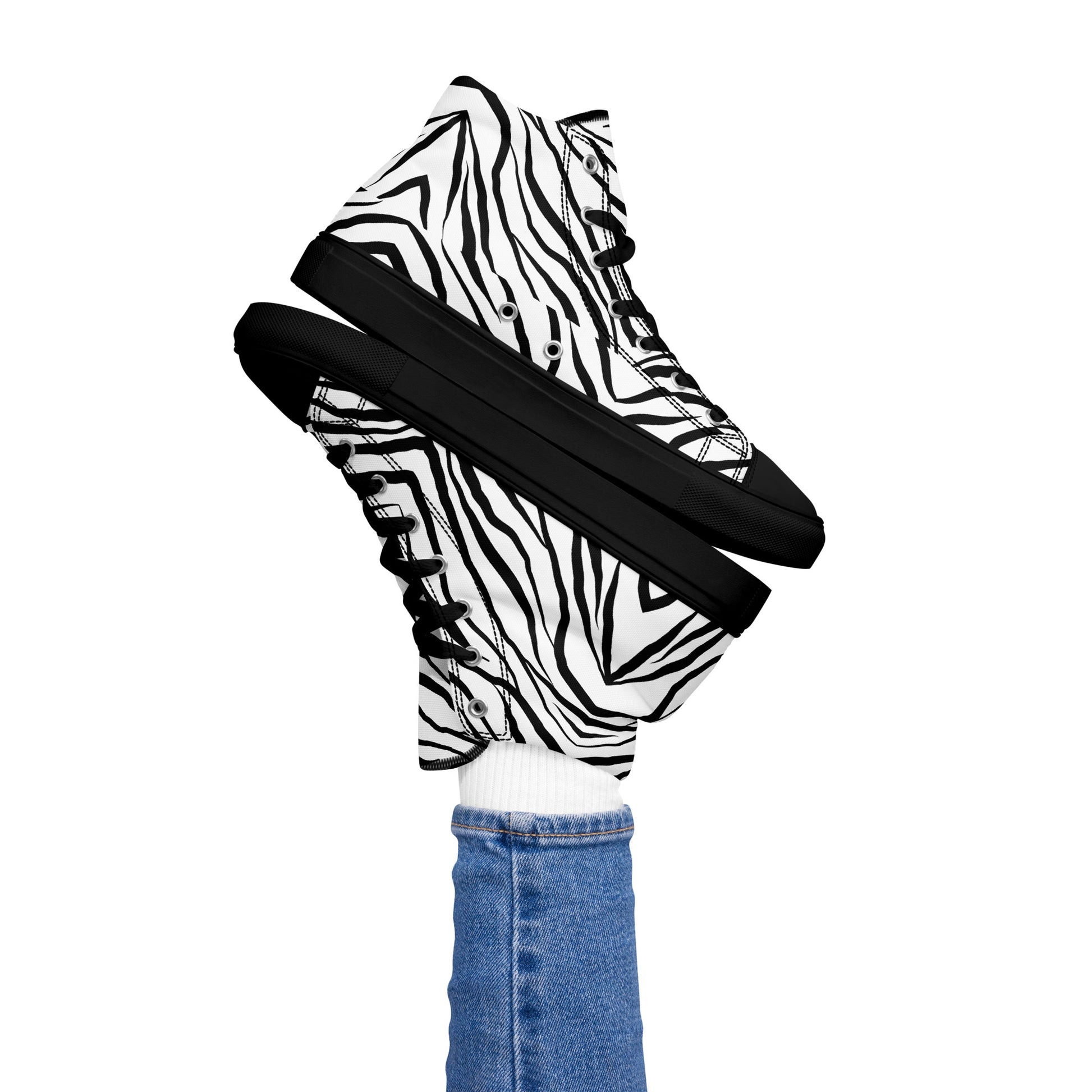 Striped Zebra Vibrance Women’s High Top Canvas Shoes - FLAKOUT