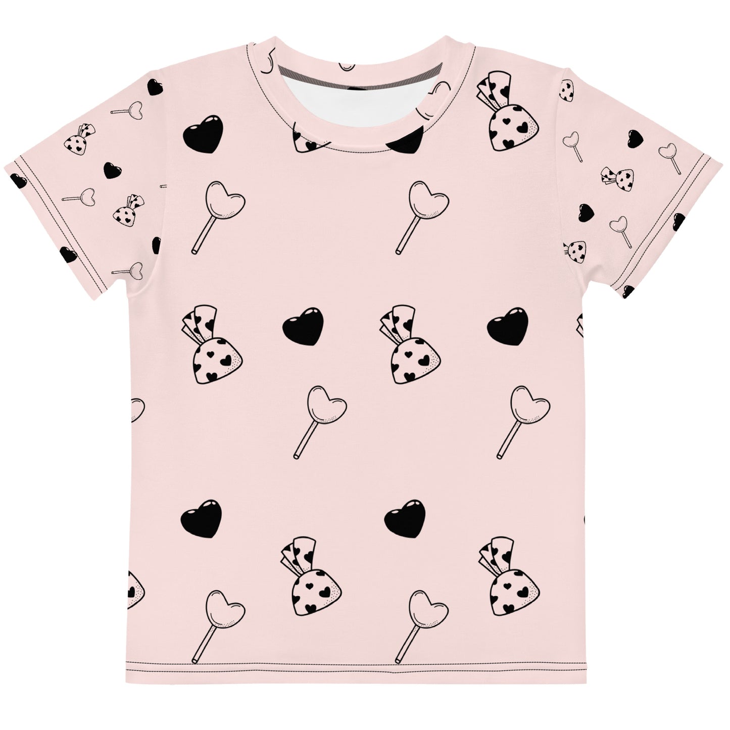 Girl's Crew Neck T-shirt Heart & Candy - FLAKOUT