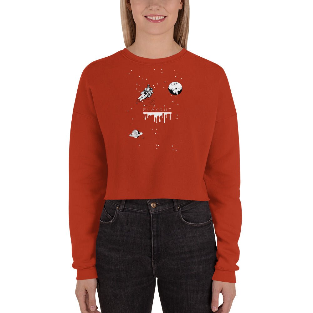 Astronaut Women's Crop Sweatshirt - Brick - FLAKOUT