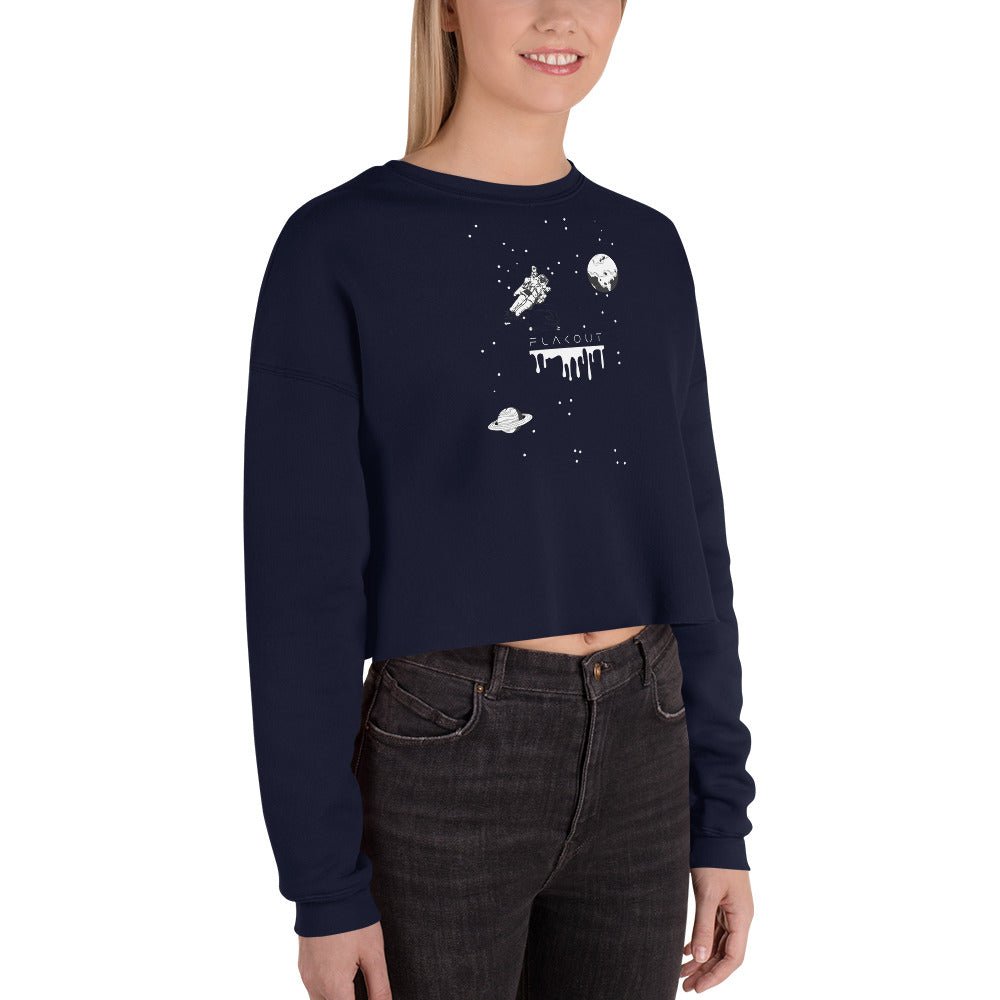 Astronaut Women's Crop Sweatshirt - Navy - FLAKOUT